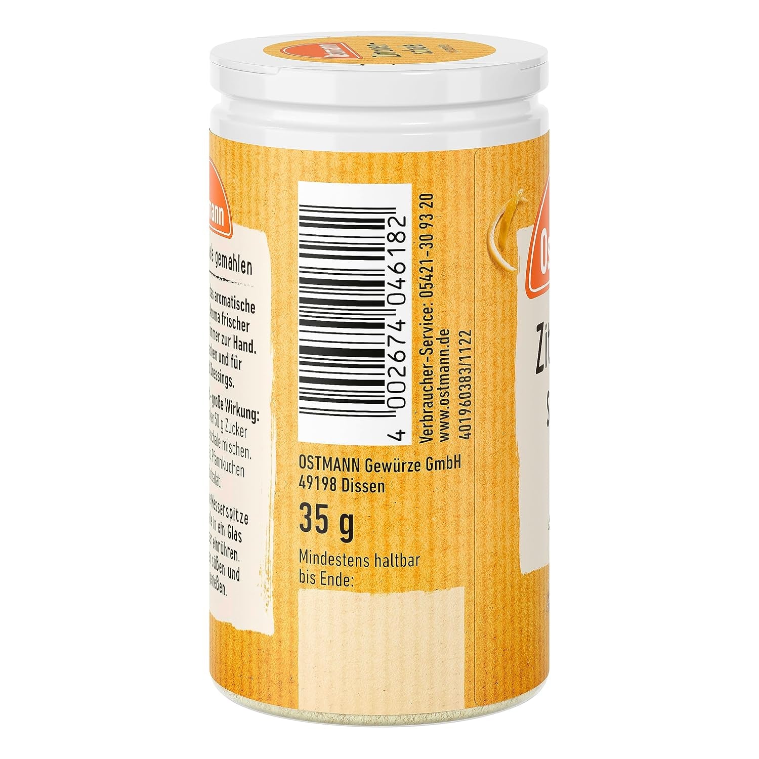 Ostmann Gewürze – Zitronenschale, gemahlene Schale für ein frisches Zitronen-Aroma, zum Backen oder Verfeinern von Soßen, Dressings & Desserts, vegan, 35 g (Verpackungsdesign kann abweichen)