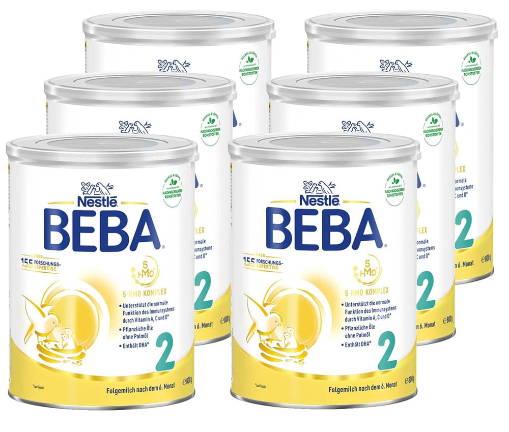 Nestle BEBA 2 Folgemilchpulver nach dem 6. Monat, mit Komplex 5 HMO, nur Laktose, ohne Palmöl, 3er Pack (3 X 800G) Mutter und Kind Naty Shop Nach dem 6. Monat 6 x 800 Gramm