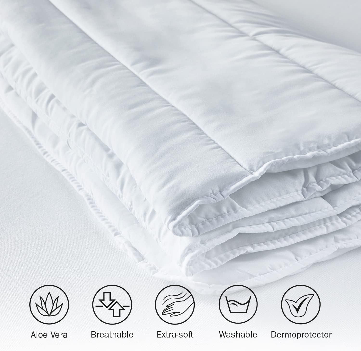 Pikolin Home plapuma, fibra, alb, Cama 135/140-220 X 220 Cm, 2 Plapumi si pilote Naty Shop