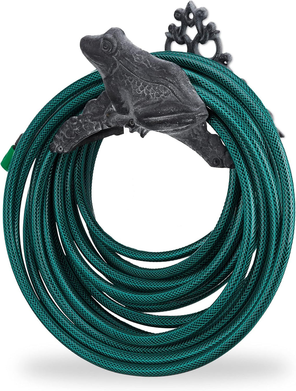 Suport furtun de grădină Relaxdays, fontă, design broască, nostalgic, suport furtun, ÎxLxA: 19 x 27 x 17 cm, gri