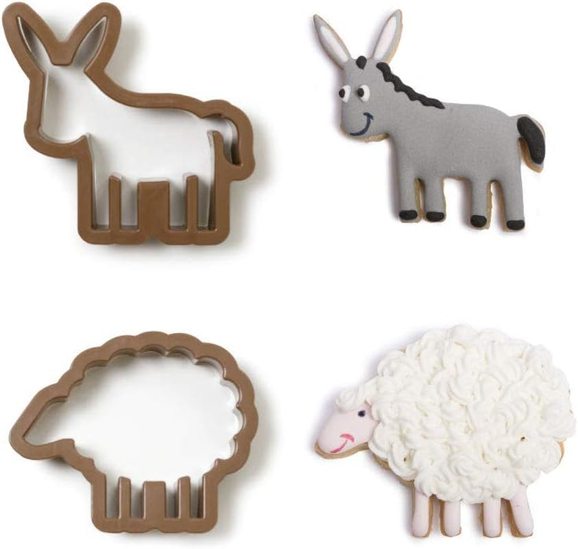 0255202 Set de 2 forme de biscuiți din plastic, măgar și oaie
