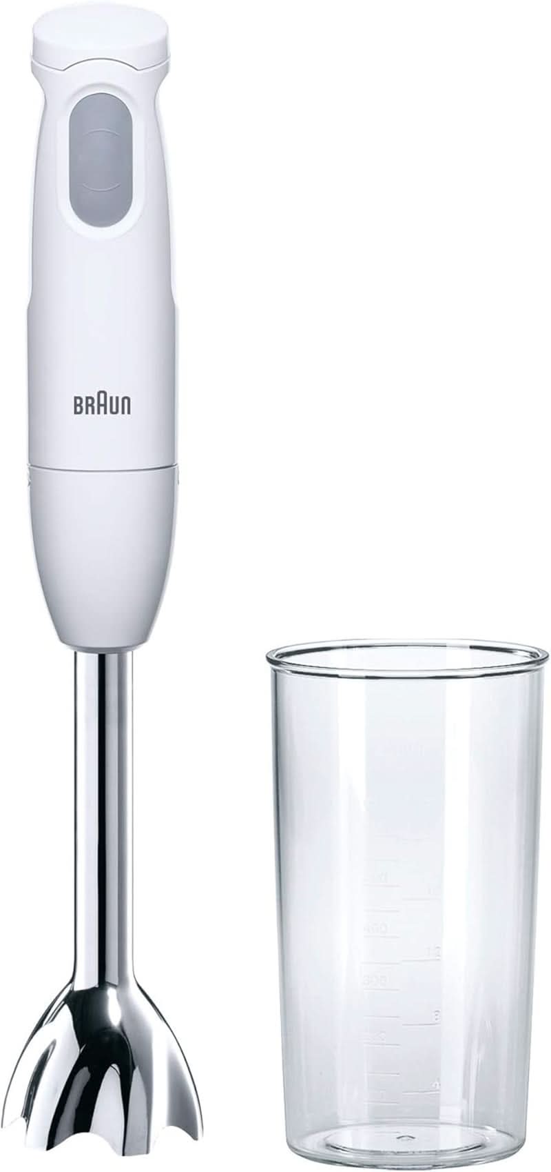 Braun Stabmixer MQ10.001M Multiquick 1 - Extra Light Pürierstab Mit Edelstahl-Mixfuß Und Easytwist System, Inkl. 600 ml Mix- & Messbecher, 450 Watt, Weiß Mutter und Kind Naty Shop Mq 100 Curry