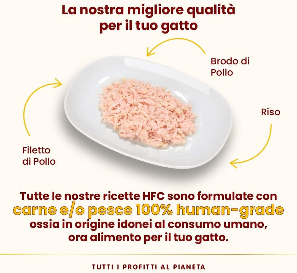 almo nature HFC Natural - Hrană umedă pentru pisici - cu pui - Calitate umană, Fără gluten, Monoproteină - 55g, pachet de 6
