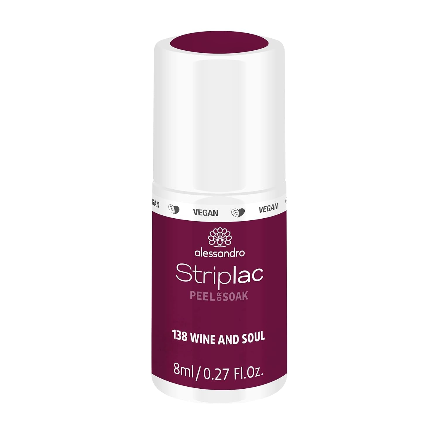 Oja UV alessandro Striplac Elegant Ruby – Delicată și de lungă durată – Îndepărtare ușoară datorită tehnologiei de îndepărtare peel-off – Vegană și cruelty-free – 8 ml