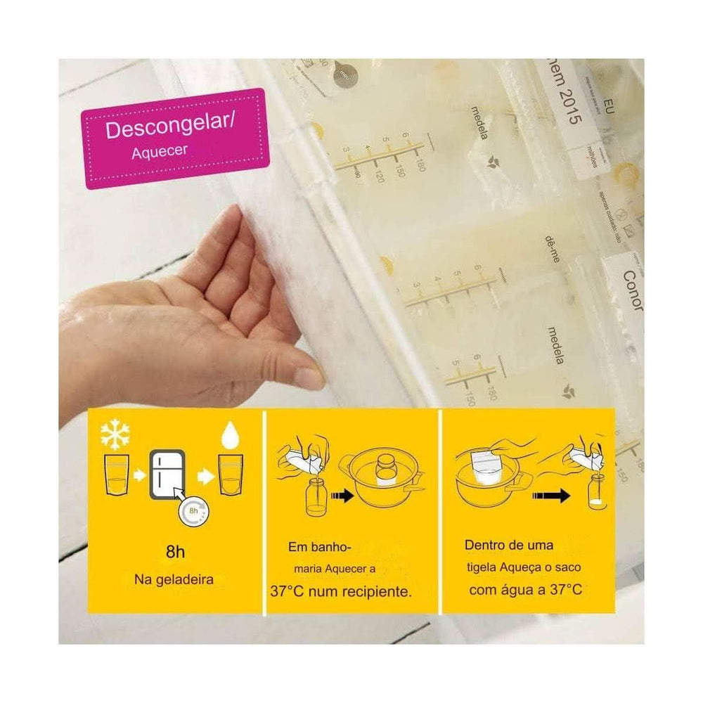 Saci de depozitare a laptelui matern Medela 25 buc, aprox. 200 ml, albe (versiunea în spaniolă) Accesorii Hrana si Alaptare Bebe Naty Shop