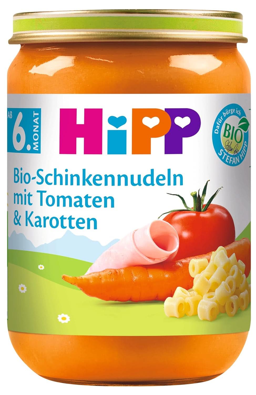 Hipp Zuckermais mit Kartoffelpüree und Bio-Truthahn, 6er-Pack (6 x 190 Gramm) Mother and Baby Naty Shop 6 x 190 Gramm Bio-Schinkennudeln mit Tomaten und Karotten