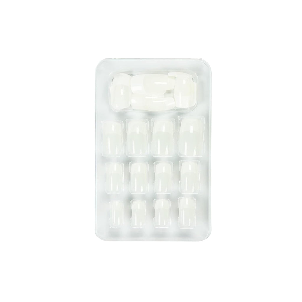 Glam'Up Paris – Unghii False – Acoperire Completă – Ușor de Utilizat – 24 Unghii False Per Cutie + Bandă Dublu Adezivă – Formă Pătrată XL – Nr. 3 – Manichiură Franceză, Alb