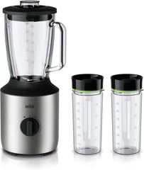 Braun Powerblend 3 JB 3150 BK Standmixer - 1,5 L Glas-Mixaufsatz, Küchenhelfer Zum Zerkleinern, Pürieren & Mixen, 800 Watt, Schwarz Kitchen Naty Shop Edelstahl/Schwarz Single