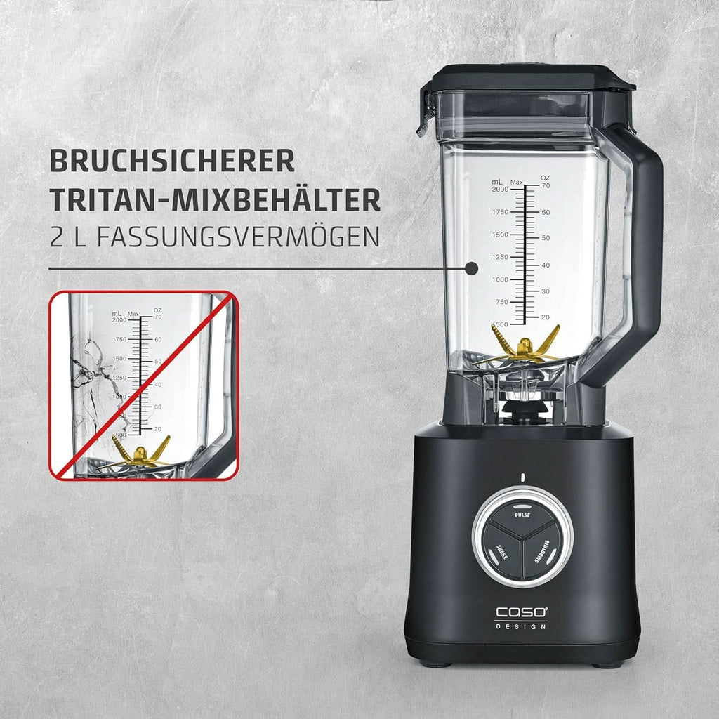 CASO Powerblender B 2000 - Profi Standmixer, 30.000 U/Min, 2000 Watt, Bruchsicherer Tritan-Mixbehälter (2 L), Bpa-Frei, Pulse-, Shake-, Smoothie-Funktion, 8-Fach Messer-System Mit Titanbeschichtung Bucatarie Naty Shop