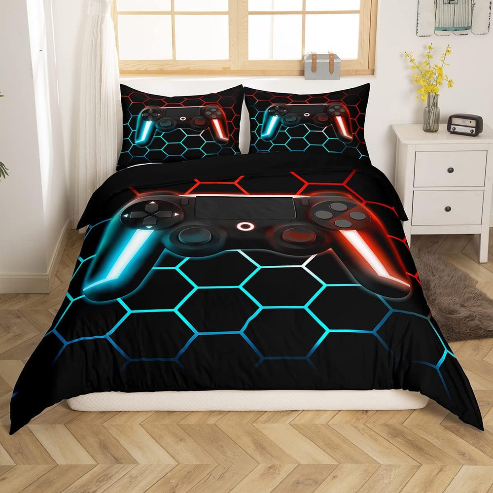 Gamer Bettwäsche Sets Für Jungen 155X220,Gaming Bettbezug Kinder Teens Männer Videospiel Zimmer Dekor Reversible Gaming Tröster Abdeckung Grün Retro Game Controller Bettbezug Weicher Luxus 2 Stücke