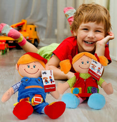 small foot Stoffpuppen "Chiara & Massimo", Lernpuppen für die Schulung der Feinmotorik von Kleinkindern, 2er Set, 5576