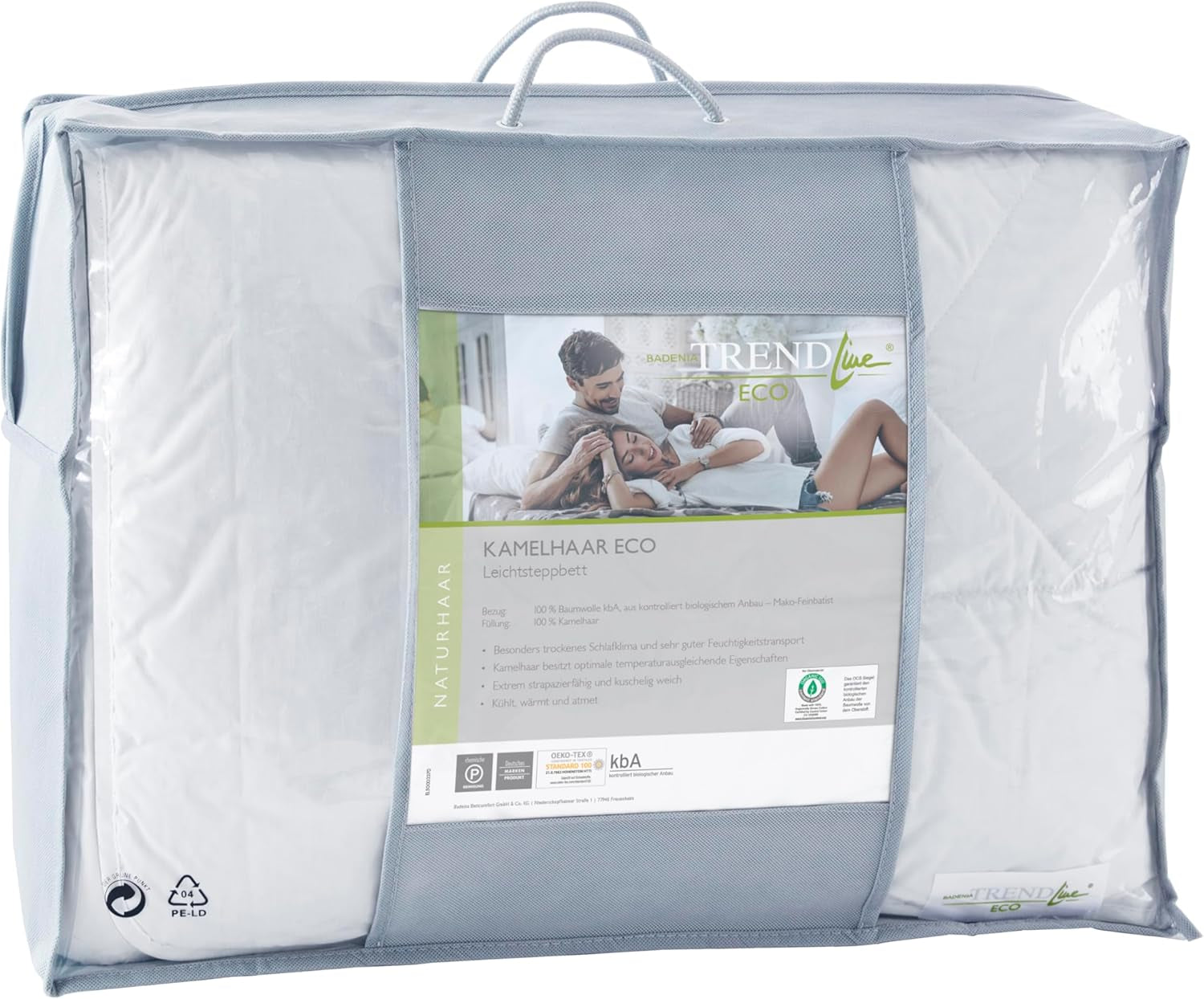 Badenia Trendline Eco Quilt Camel Lightweight 155 x 220 cm, weiß, Öko-Tex zertifiziert, hergestellt nach dem deutschen Qualitätsstandard Quilts und Quilts Naty Shop