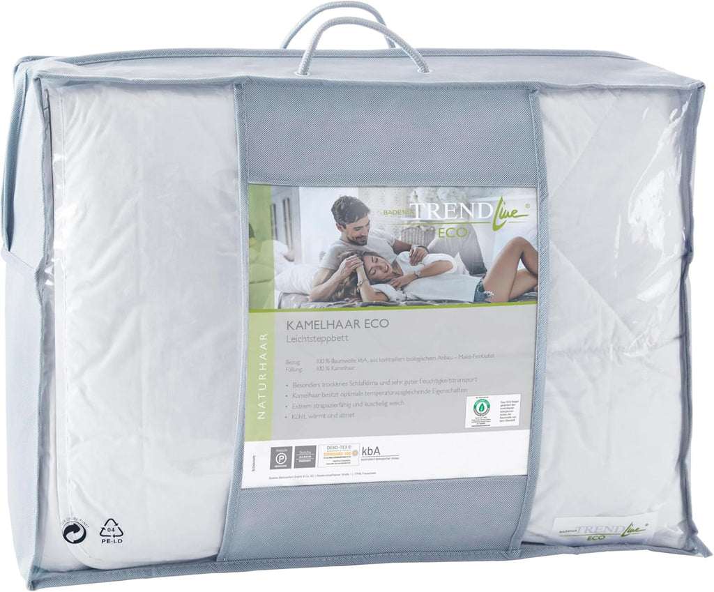 Badenia Trendline Eco Quilt Camel Lightweight 155 X 220 Cm, alb, certificat Öko-Tex, produs în conformitate cu standardul de calitate german Plapumi si pilote Naty Shop