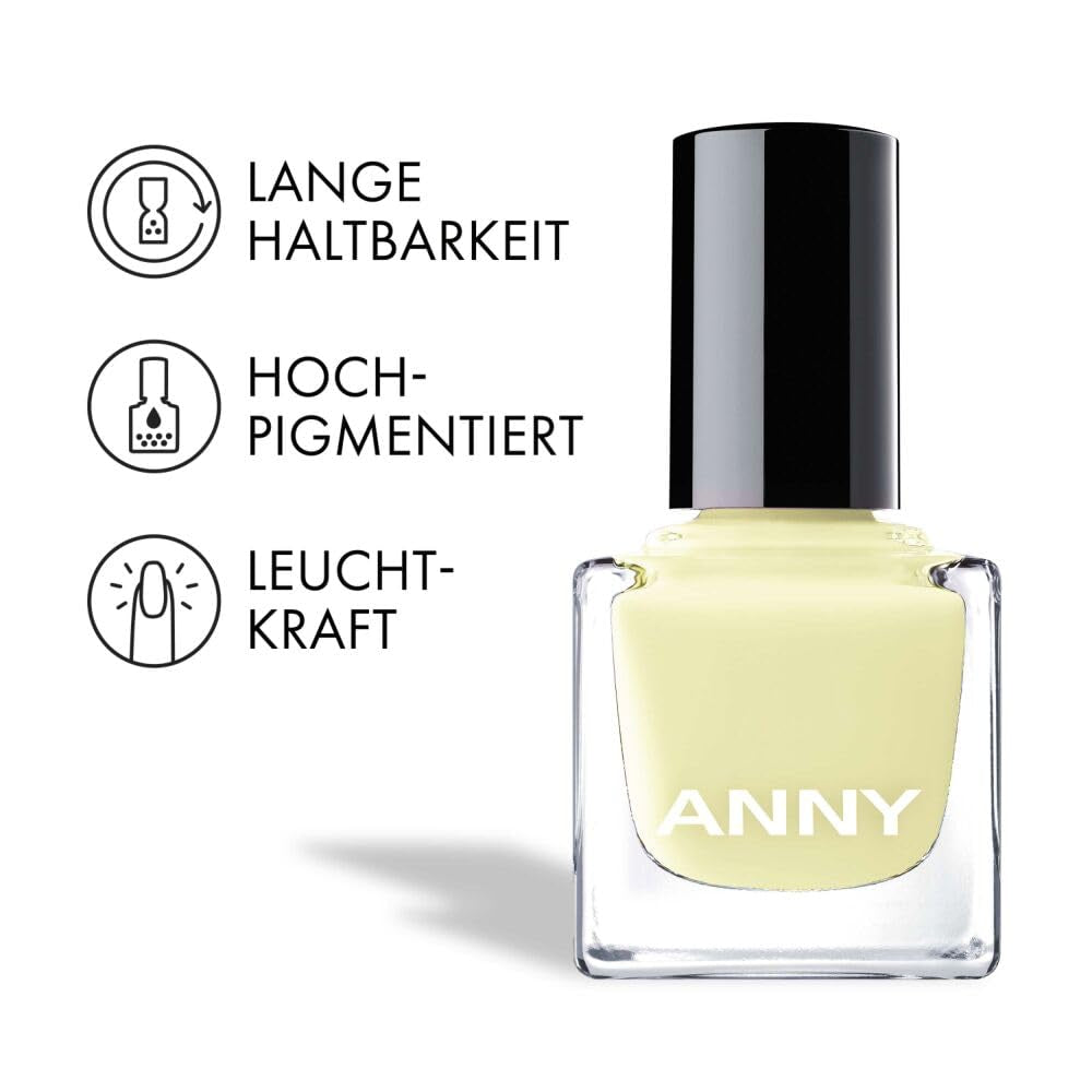 Oja ANNY – Oja colorată de înaltă calitate cu strălucire de lungă durată, rezistentă la ciobire și cu uscare rapidă, culoare: Lemon Talk - 15 ml
