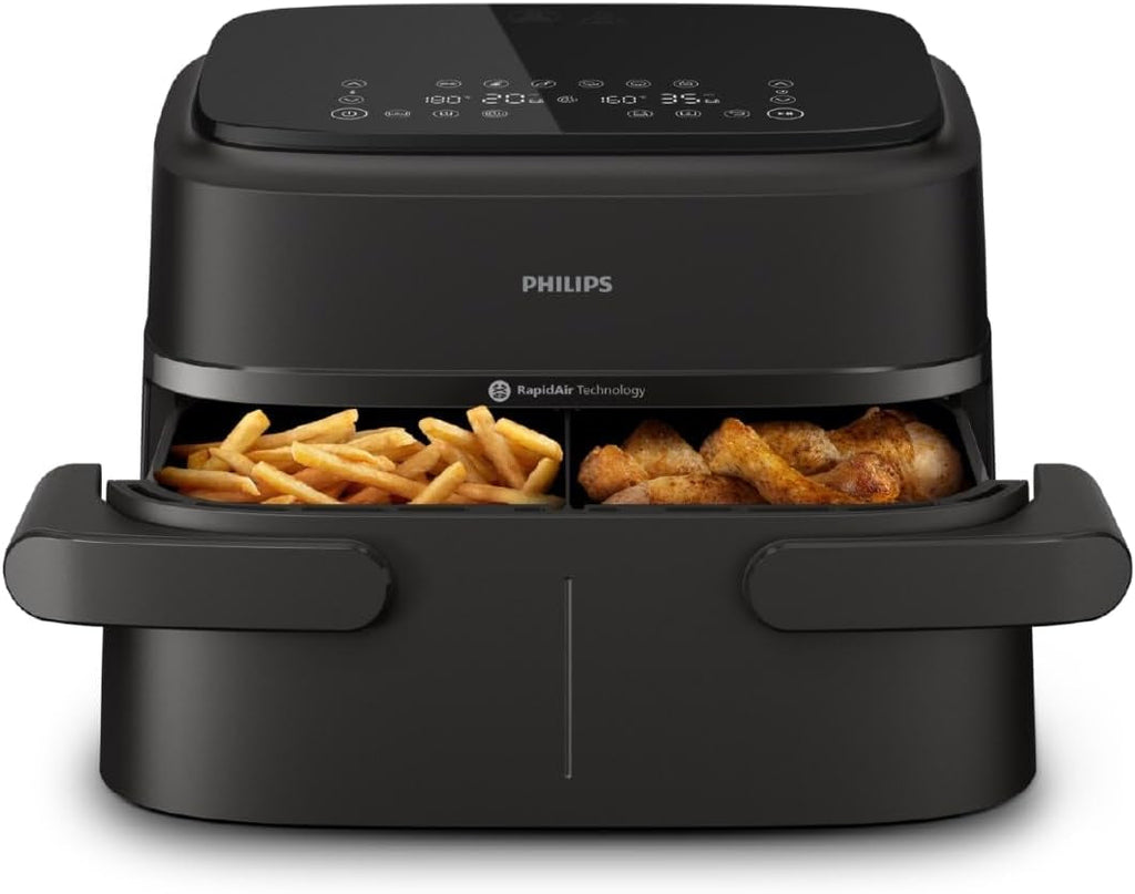 Philips Airfryer Dual Basket 3000 Series, 9L, 2 coșuri, 2 feluri de mâncare gata în același timp, tehnologie Rapidair plus cu aer cald Electrocasnice Naty Shop Flex Basket 7,1 L