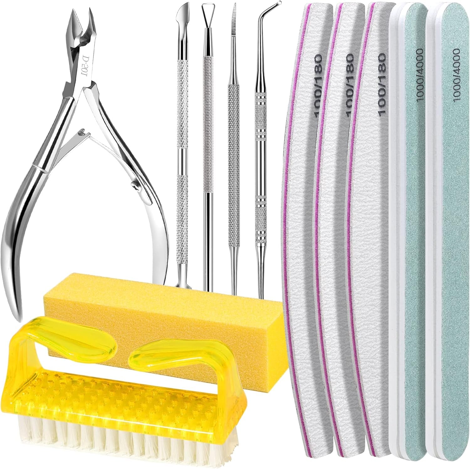 FANDAMEI Maniküre Set, Buffer Für Nägel, Nagelfeile 100/180, Nagelfeilen Für Gelnägel, Nagelhautschieber, Buffer Für Gelnägel, Feilen Für Gelnägel, Nagelzange, Nagelfeilen Set, Maniküre & Pediküre Set