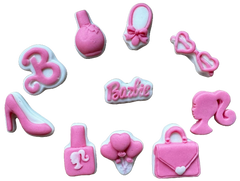 Set 10 decoratiuni comestibile din pasta de zahar, Barbie Decoratiuni din Pasta de Zahar Naty Shop