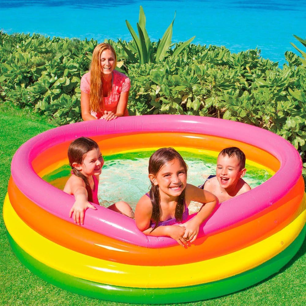 Intex 56441NP - Piscină gonflabilă Sunset Glow, patru inele, vinil, multicoloră, 168x46 cm