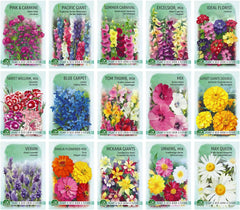 Set de semințe de flori Nojus - 15 pachete de semințe de flori - Semințe de flori de grădină - Semințe de plante colorate - Semințe de flori sălbatice - 15 varietăți de semințe de flori - Cadou ideal cu semințe de flori
