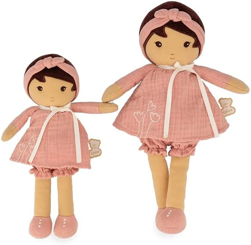 KALOO - Tendresse – Meine 1. Puppe aus Amandin-Stoff – Stoffpuppe 25 cm – Rosa aus Chiffon – Matte Haut – schöne Geschenkbox und Band personalisierbar – ab der Geburt K200004