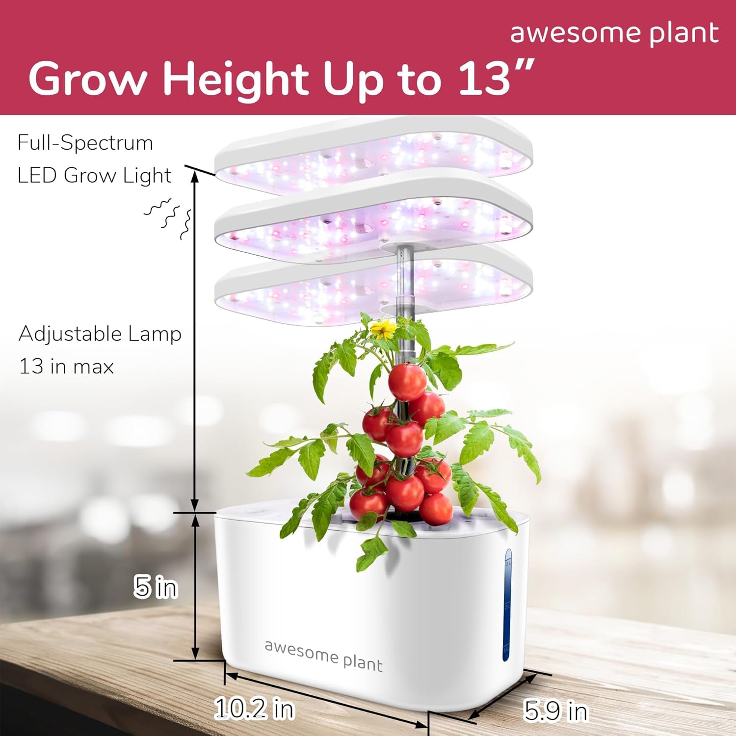 Kit sistem de creștere hidroponică 6Pro (6 capsule), kit de grădinărit interior cu rezervor de apă de 3 litri, 3 moduri de creștere și pompă silențioasă, kit pentru cultivarea ierburilor și a salatelor acasă, înălțime reglabilă până la 33,0 cm, alb