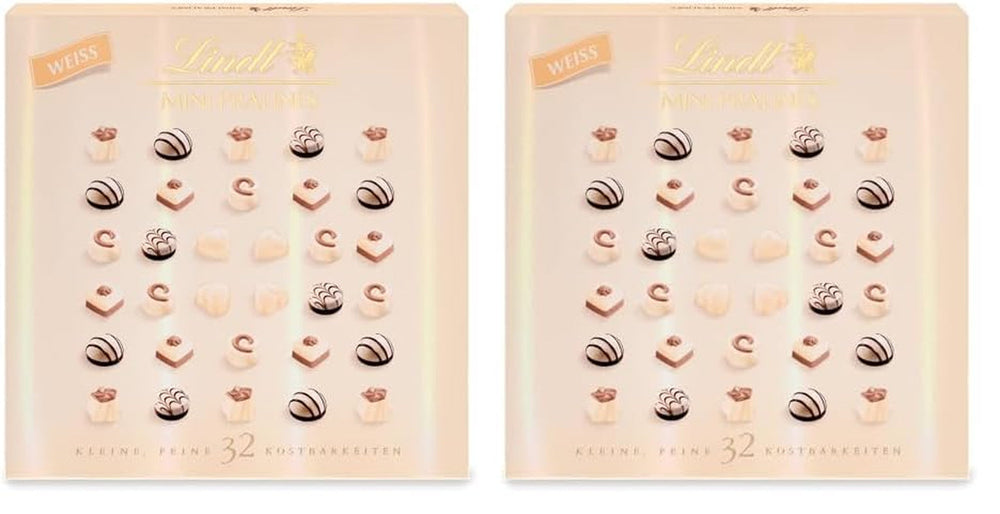 Lindt Chocolate - Nougat Mini Pralinés, 165 Gramm, Schachtel mit 36 Pralinen Pralinen Bonbons Naty Shop 2 x 163 G Weiße Schokolade