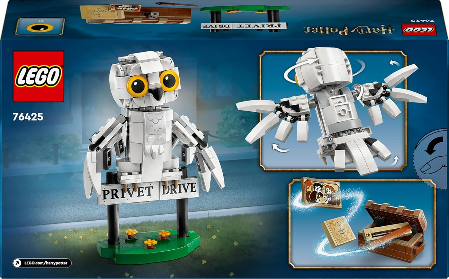 LEGO Harry Potter Hedwig im Ligusterweg 4 Set mit Spielzeug-Eule für Kinder, baubare Tier-Figur mit Hogwarts-Koffer, kleines Geschenk für Jungs, Mädchen und alle Fans ab 7 Jahren 76425