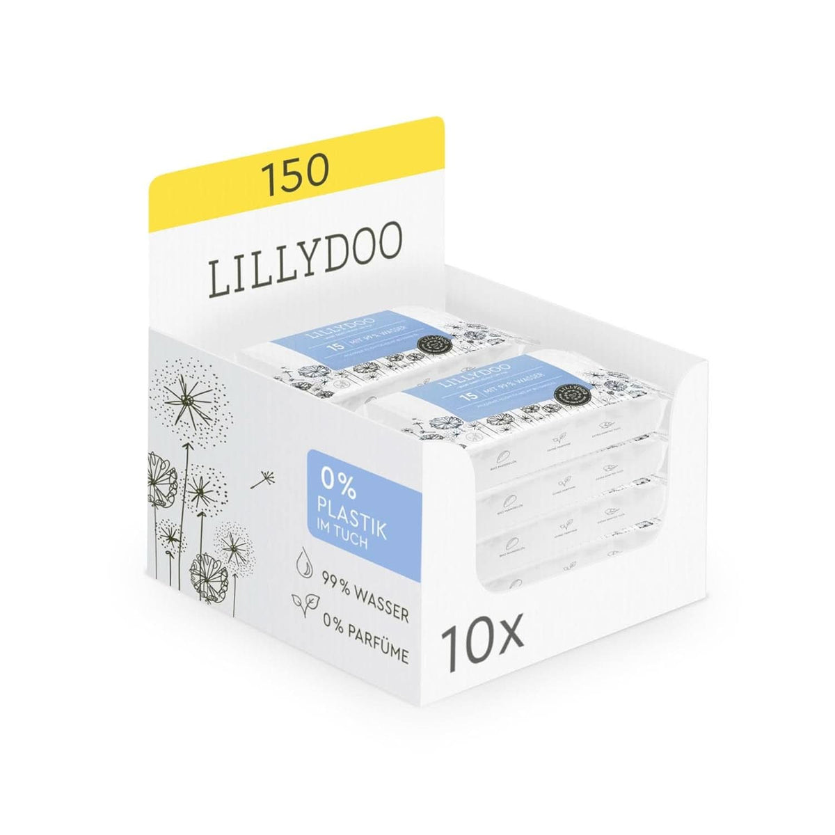 LILLYDOO Baby Feuchttücher Mit 99% Wasser, 10 X 15 Stück (150 Feuchttücher), 100% Plastikfreies Tuch, Ohne Parfüme & Mild Wie Watte Und Wasser (FSC Mix) Baby Wet Wipes Naty Shop 15 Stück (10Er Pack)