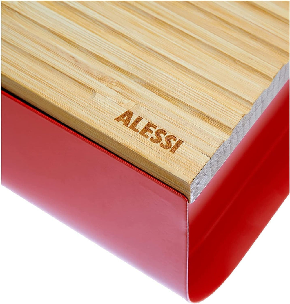 Alessi Mattina BG03 WG - Coș pentru pâine din oțel inoxidabil cu rășină epoxidică și lemn de bambus, gri cald Cutii depozitare alimente Naty Shop