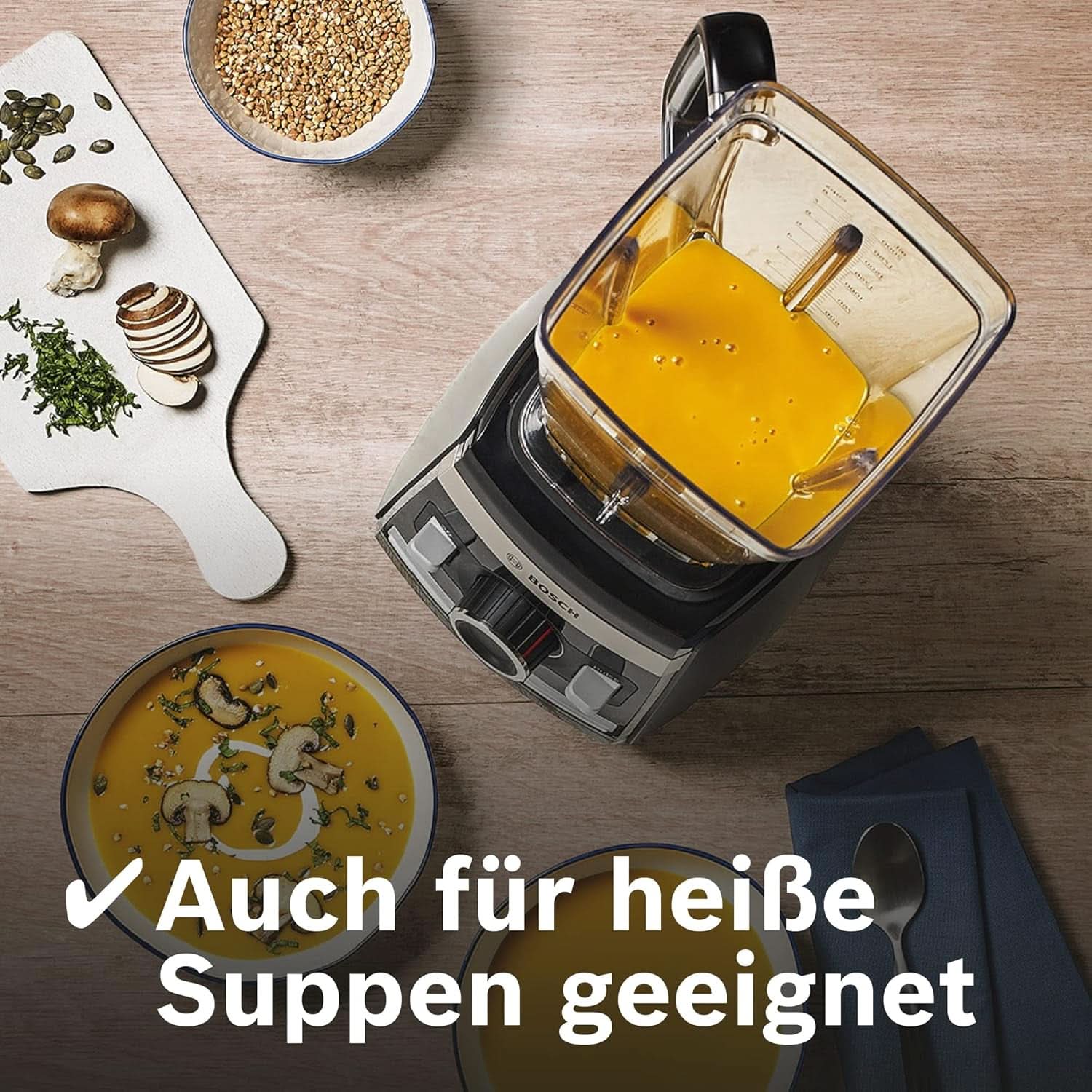 Bosch Standmixer Vitaboost MMBH6P6BDE, 6-Klingen-Edelstahlmesser, 2,5L Tritan-Mixbehälter, Stopfer, 6 Automatikprogramme, Rezeptbuch, Bpa-Frei, Einfache Reinigung, 45,000 U/Min, 1600 W, Schwarz Bucatarie Naty Shop