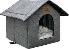 Katzenhaus Für Draußen Winterfest Wasserdicht Wetterfester Katzenhöhle Haustierhaus mit Plüschkissen Warm Hundehöhle Waschbar Hundehaus Tierheim Für Streuner Haustiere 40x35x40