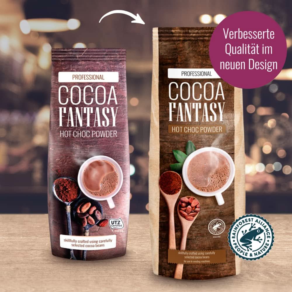 Cocoa Fantasy Hot Choc Powder, 1 kg Kakaopulver für heiße Schokolade, 15 % Kakaoanteil Naty Shop