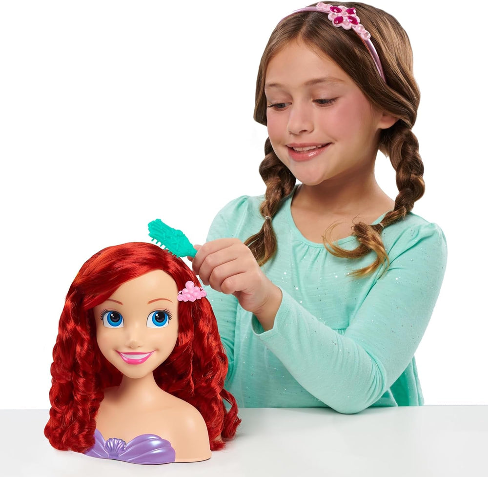 Disney Princess 20 cm Ariel Frisierkopf mit Zubehör, 7-teilig, rotes Haar, Kinderspielzeug ab 3 Jahren von Just Play