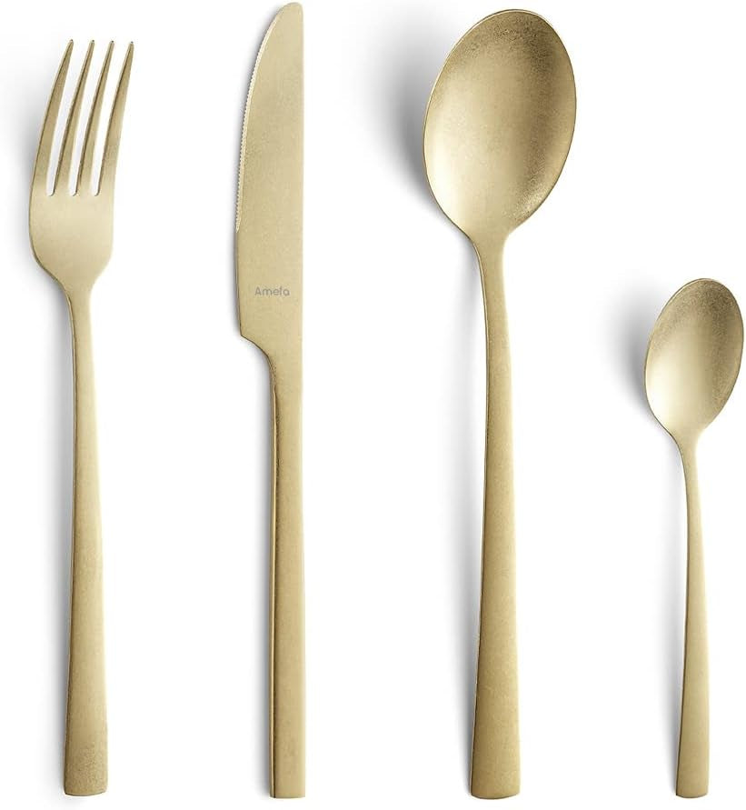 Amefa MANILLE Besteckset 16-teilig, PVD-Beschichtung, Edelstahl, 13/0-Stahlklinge, 18/0-Edelstahl Naty Shop