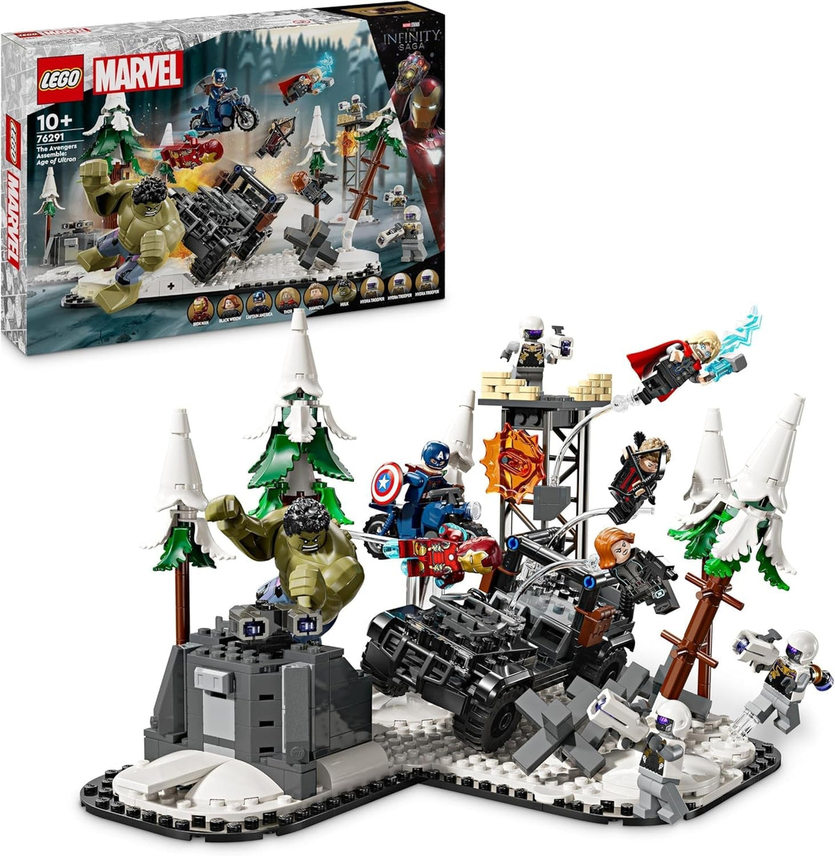 LEGO Marvel Avengers Assemble: Age of Ultron Bau- und Spielset mit 8 Thor-, Hulk- und Iron Man-Superhelden-Minifiguren. Bauspielzeug für Jungen und Mädchen. Abenteuerset 76291. Bausets. Besuchen Sie den LEGO-Store. Standardtitel