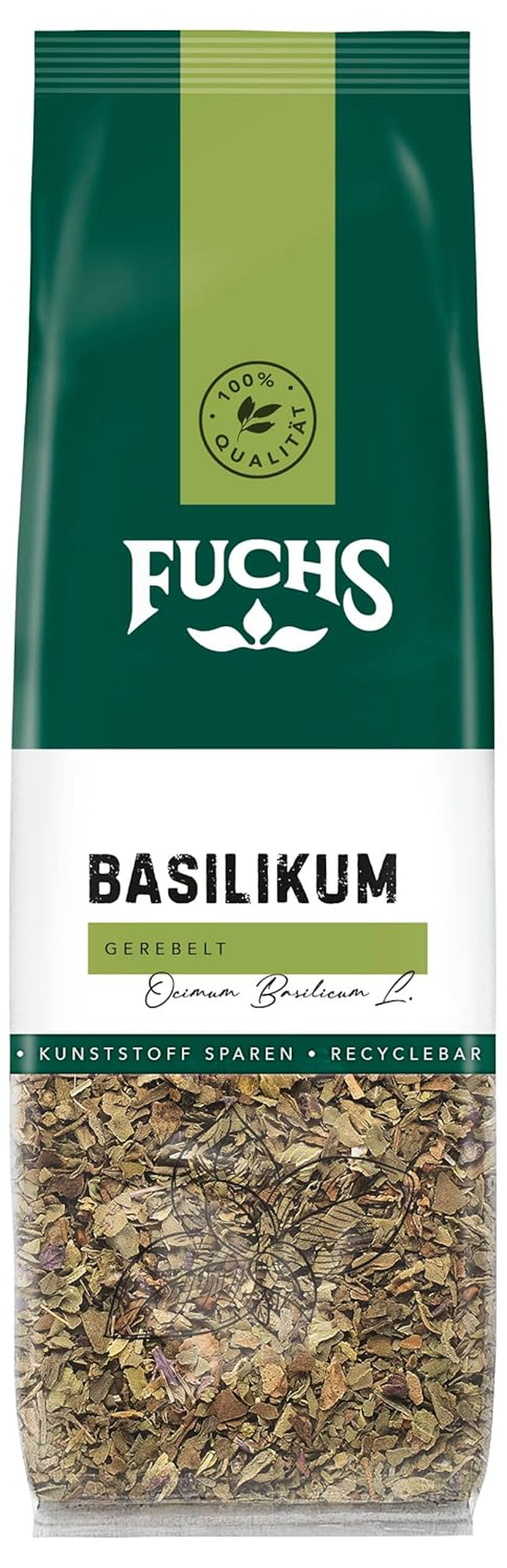 Fuchs Gewürze - Basilikum gerebelt im recyclebaren Nachfüllbeutel - 20 g
