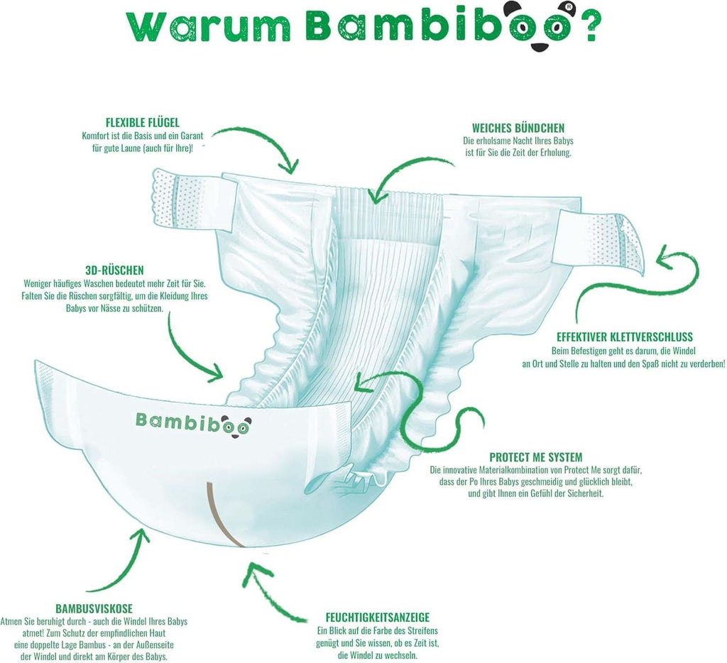 Scutece de unică folosință Bambiboo, prietenoase cu pielea și deschidere ombilicală, diverse marimi Mama si Copilul Naty Shop