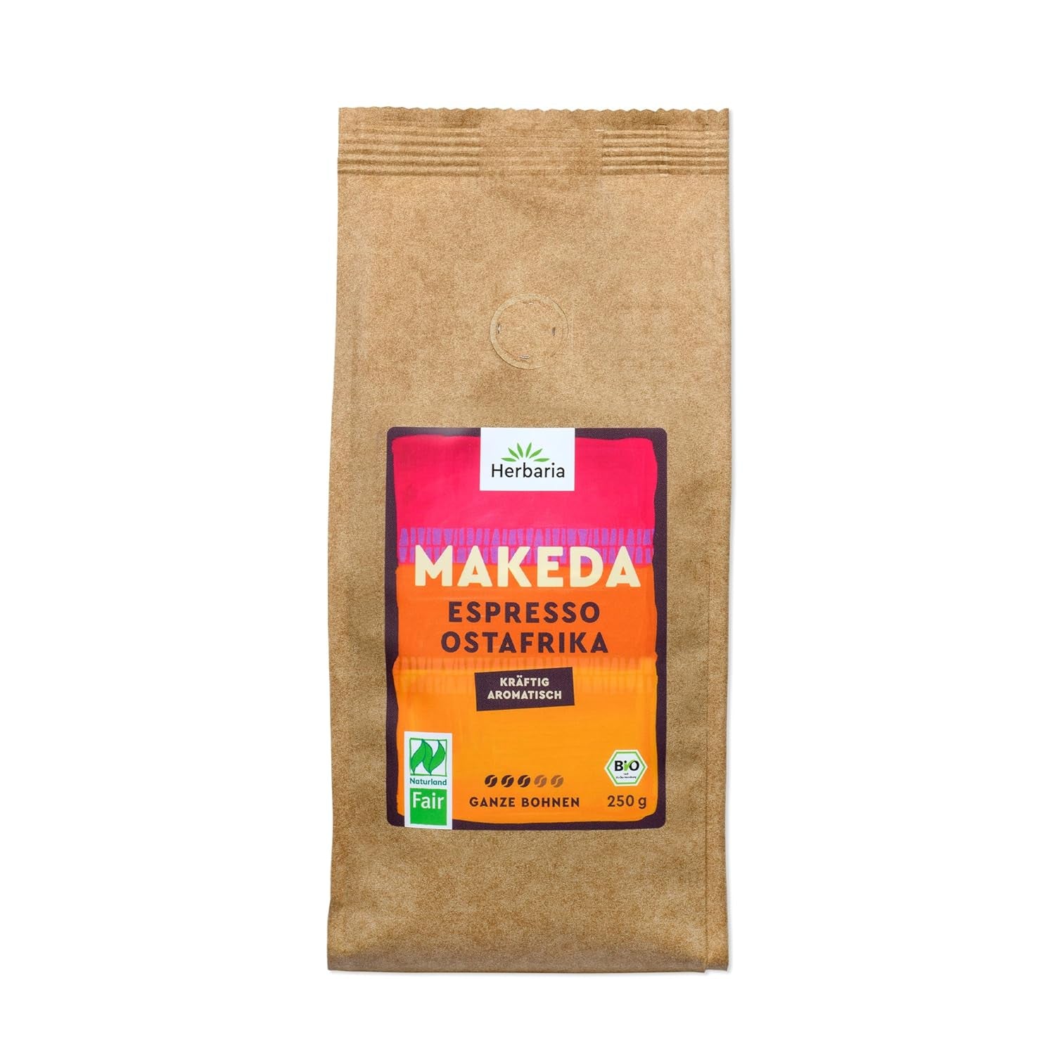 Herbaria MAKEDA Bio-Espresso, ganze Bohnen, 1 kg – Naturland Fair zertifiziert aus Ostafrika – Röstaromen mit Kakao und Noten von Eiche – Bio-Kaffeebohnen, perfekt für tragbare Filter und Kaffeevollautomaten. Naty Shop Coffee Makeda, ganze Bohnen, 250 Gramm Espresso
