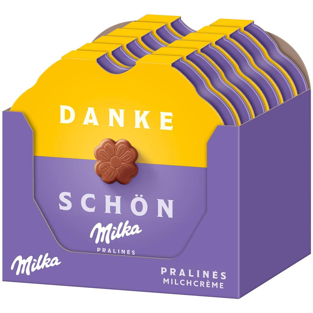 Praline Milka Little Thank You – Ciocolată cu lapte alpină cu umplutură fină de cremă de lapte – 12 x 44g