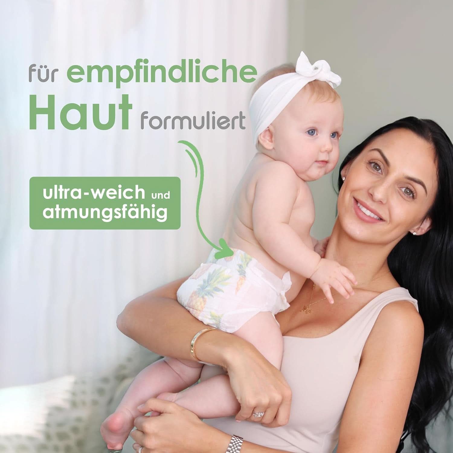Pureborn Eco Bio-Bambuswindeln, Neugeborenengröße (bis 5 kg), umweltfreundlich, hypoallergen, ultraweich, mit Nässeindikator, verschiedene Aufdrucke Mutter und Baby Naty Shop