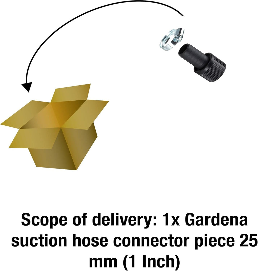 Conector furtun aspirație Gardena 25 mm (1 inch): Conector pompă cu clemă furtun pentru conectare etanșă la furtunul de aspirație (1724-20)