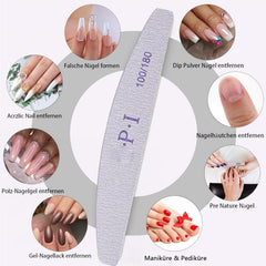 Set de 3 pile de unghii, pile de unghii pentru unghii cu gel, accesorii pentru unghii cu gel rezistente la uzură și lavabile, pilă de unghii profesională 100/180 cu 3 forme, albă