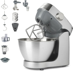 Kenwood Prospero+ KHC29A.R0SI Küchenmaschine, 4.3 L Edelstahlschüssel, Inkl. 10-teiliges Zubehör-Set mit Fleischwolf, Glas-Mixer, Zitruspresse, Entsafter und mehr, inkl. Easyweigh Waage, 1000W, Silber Mutter und Kind Naty Shop Silber Inkl. 9 Zubehörteile Waage