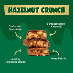 Batoane de ciocolată cu caramel și alune de pădure ahead | 12 batoane de ciocolată x 35 g fără zahăr adăugat | 1,9 g zahăr per baton | Aromă crocantă de alune de pădure și caramel | Dulciuri cu conținut scăzut de carbohidrați | Fără ulei de palmier