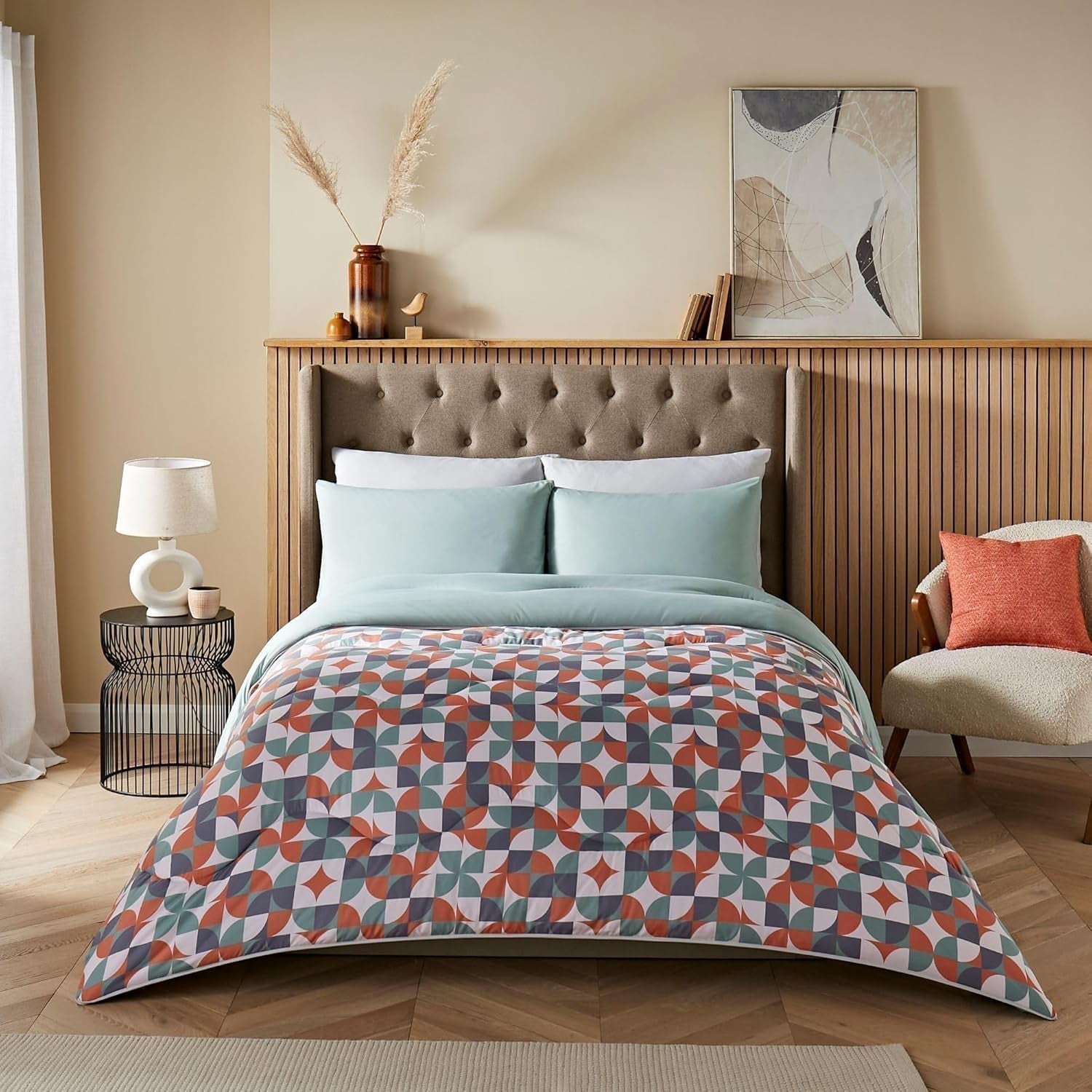 Night Lark Cosy Sherpa Fleece Blanket, Classic Red Tartan, 9 Tog, Luxurious, Fluffy, Thick And Reversible, Perfect pentru canapea, pat, canapea, canapea. Hipoalergenic, lavabil la mașină, Dimensiune: Paturi si Cuverturi Night Lark Scandi Gemoetric Pat dublu