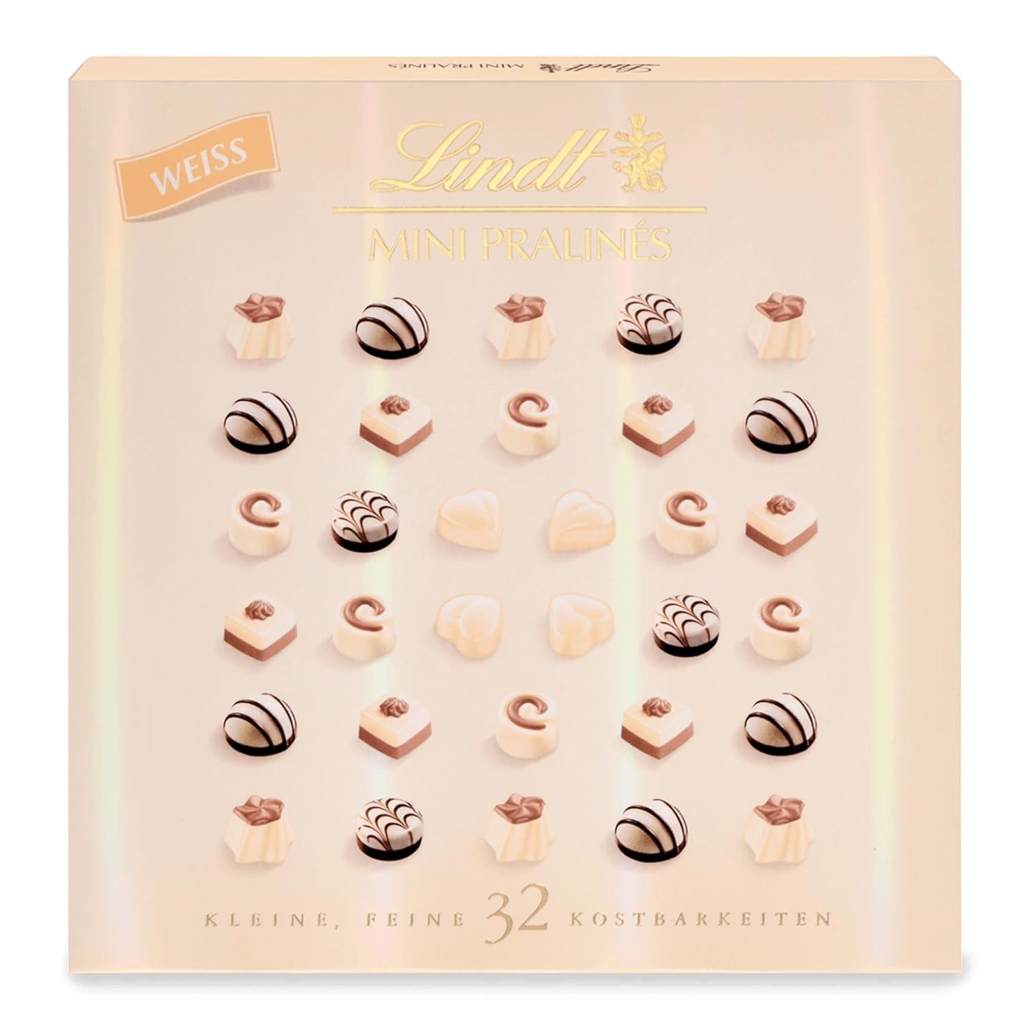 Lindt Chocolate - Nougat Mini-Pralinés, 165 Gramm, Schachtel mit 36 Pralinen Naty Shop Schokoladenbonbons 163 G Weiße Schokolade