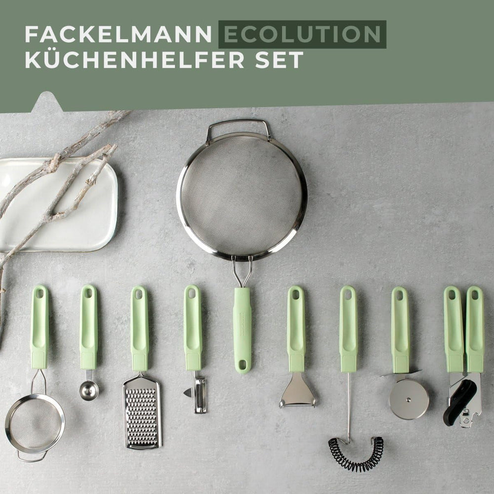 Fackelmann Ecolution Baller – Modelator de fructe și unt din fibre de lemn, bioplastic și oțel inoxidabil – Lingură pariziană de 18 x 3 cm, verde mentă