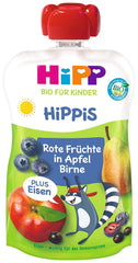 Hipp Bio, Blaubeeren, Äpfel, Birnen plus Iron Willi Raccoon, 6er Pack (6 x 100 g) Mutter und Kind Naty Shop Standardtitel