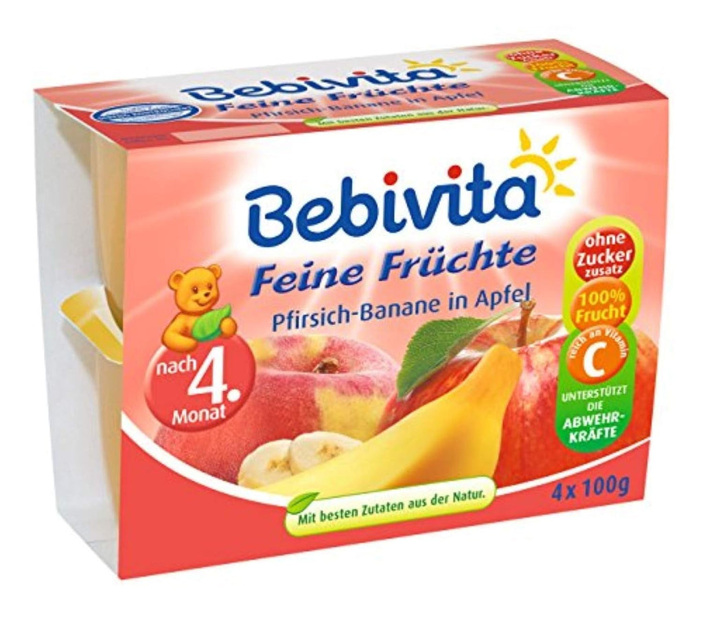 Piersică-banană în suc de mere, pachet de 6 ( 6 X 4 X 100 G ) Mama si Copilul Naty Shop