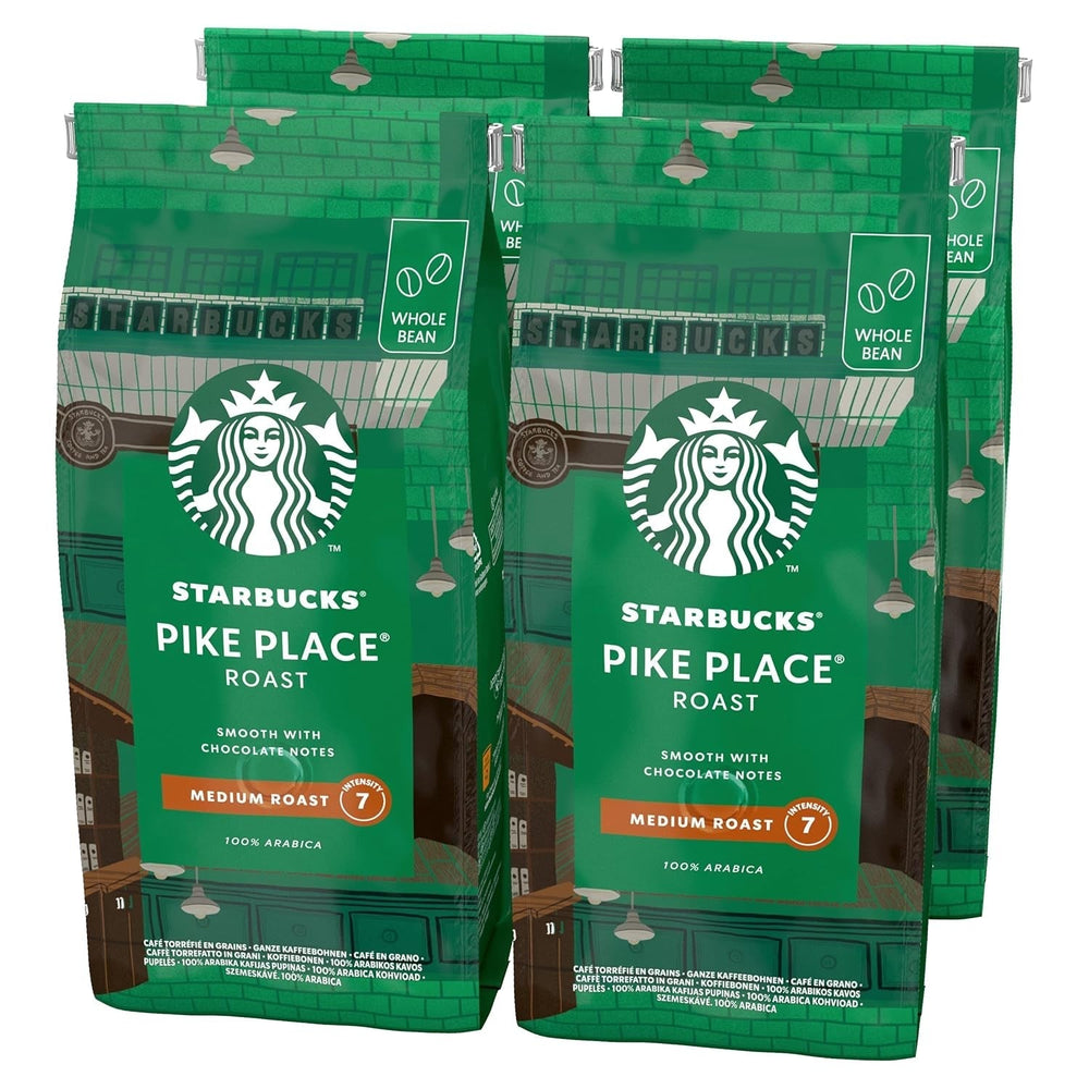 STARBUCKS Pike Place Roast, mittlere Röstung, ganze Kaffeebohnen Naty Shop Pike Place Coffee 4 x 450 Gramm